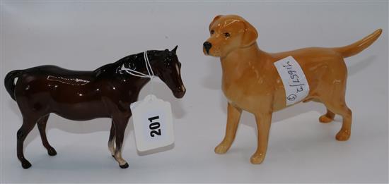 Beswick dog and horse(-)